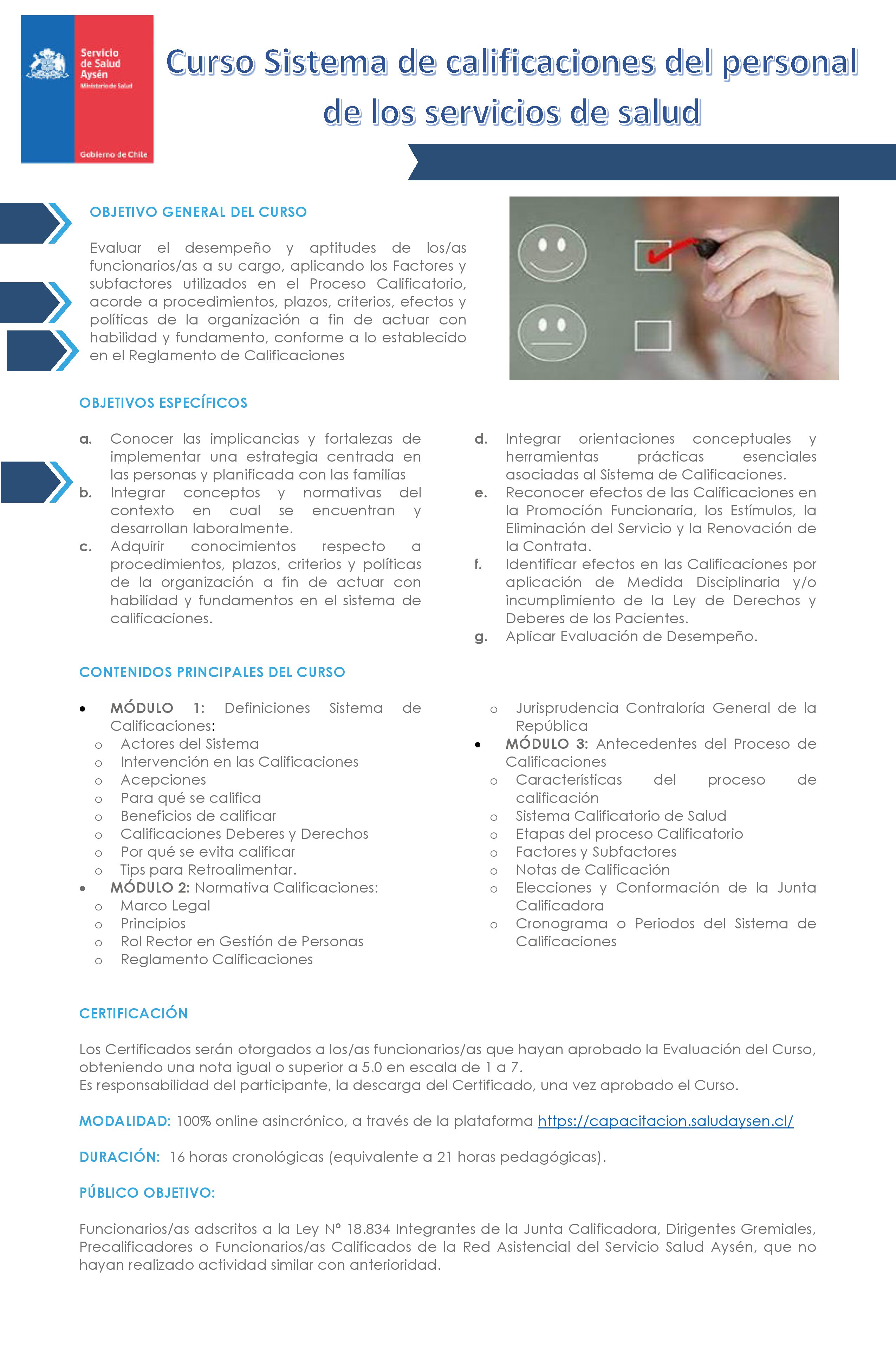 Curso Sistema de calificaciones del personal de los servicios de salud