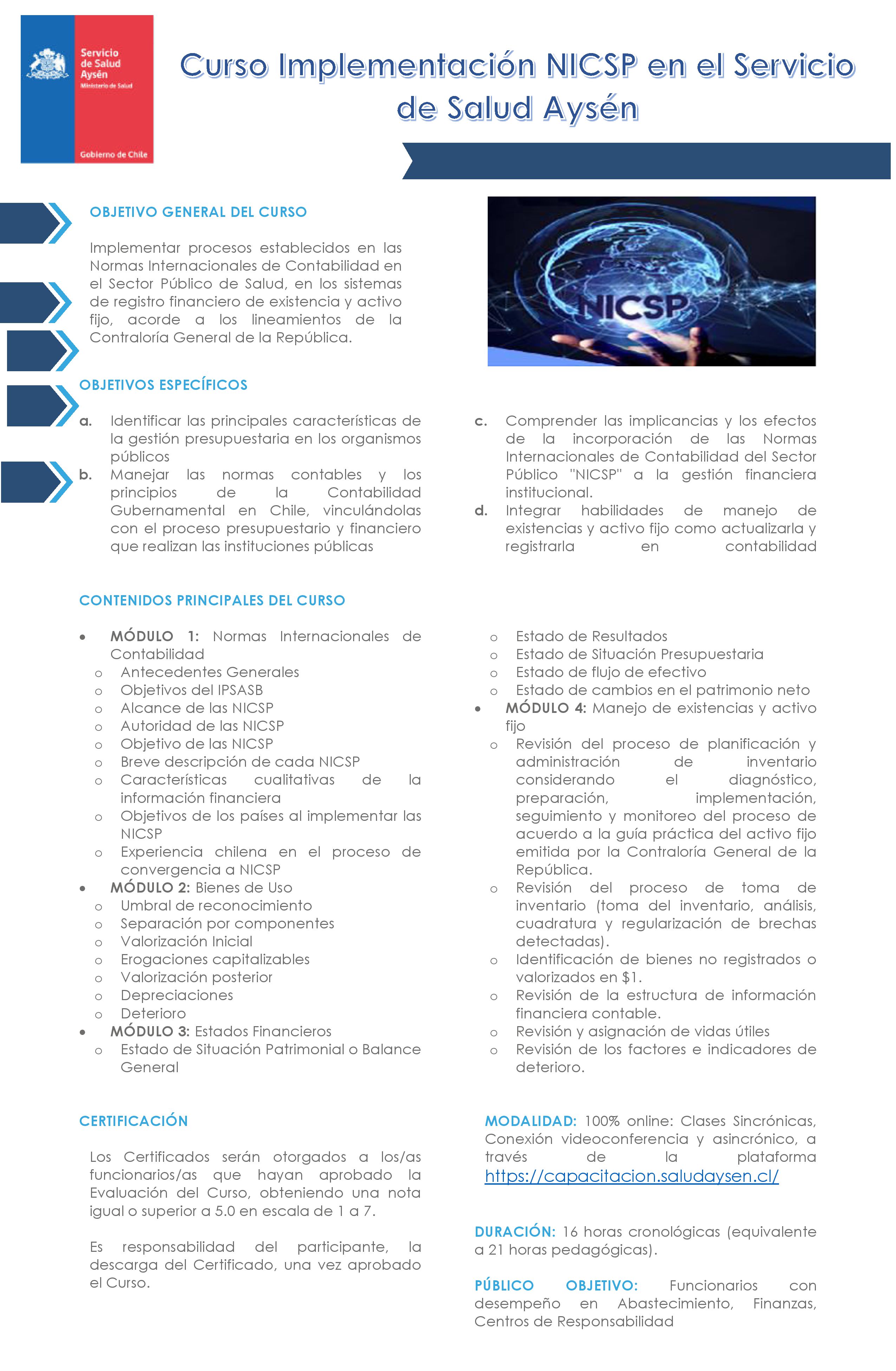 Curso Implementación NICSP en el Servicio de Salud Aysén