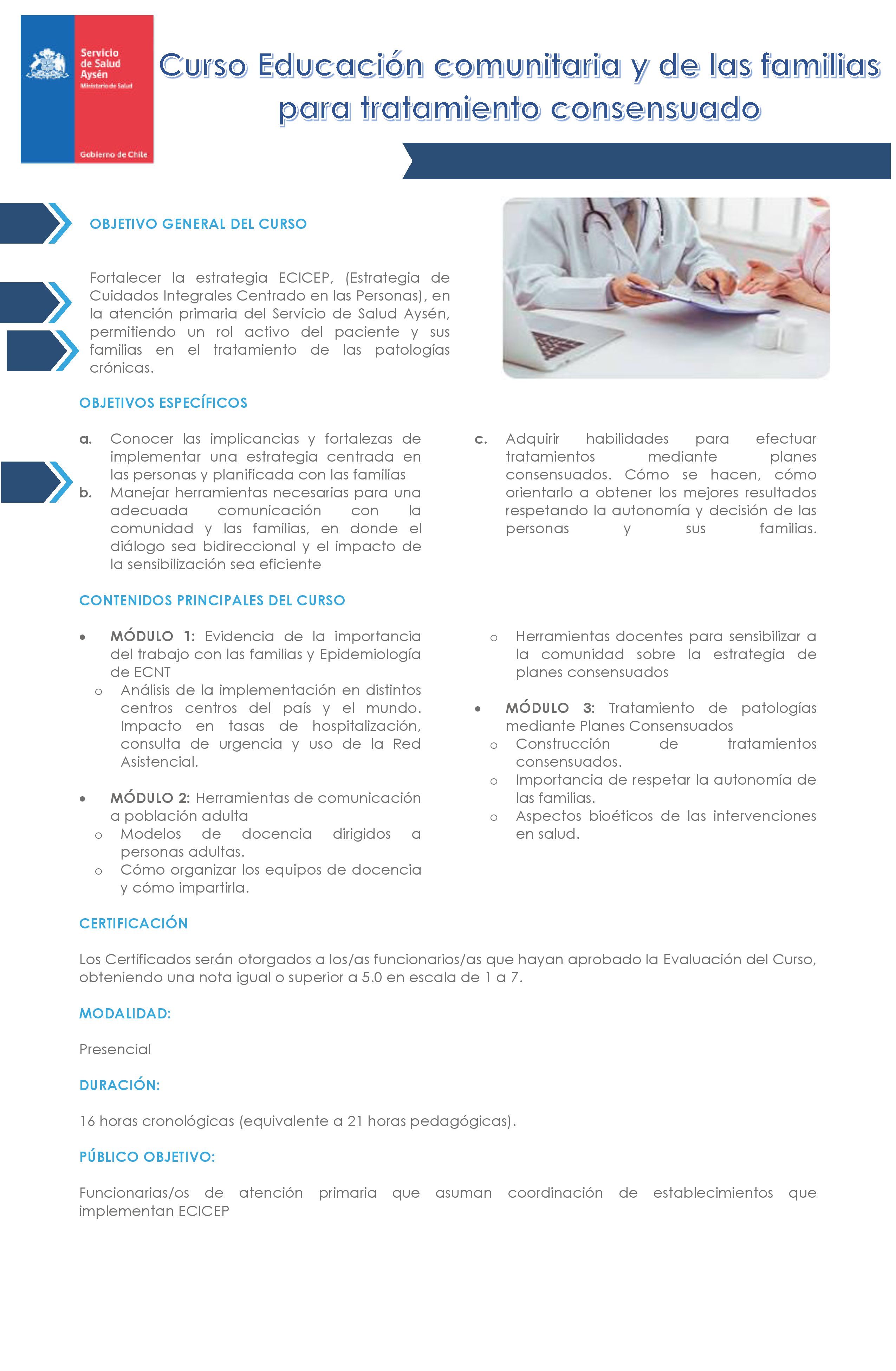 Curso Educación comunitaria y de las familias para tratamiento consensuado
