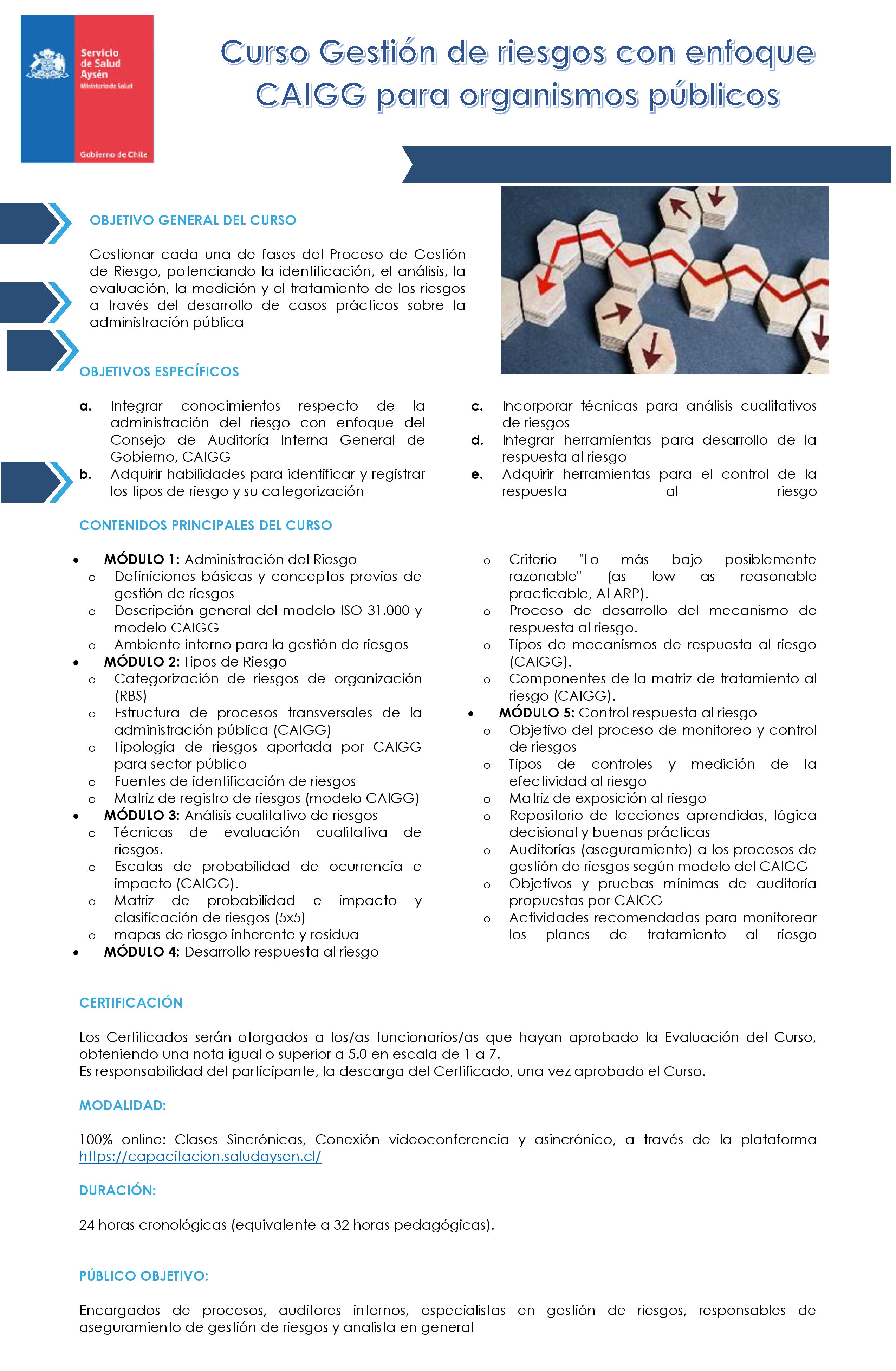 Curso Gestión de riesgos con enfoque CAIGG para organismos públicos